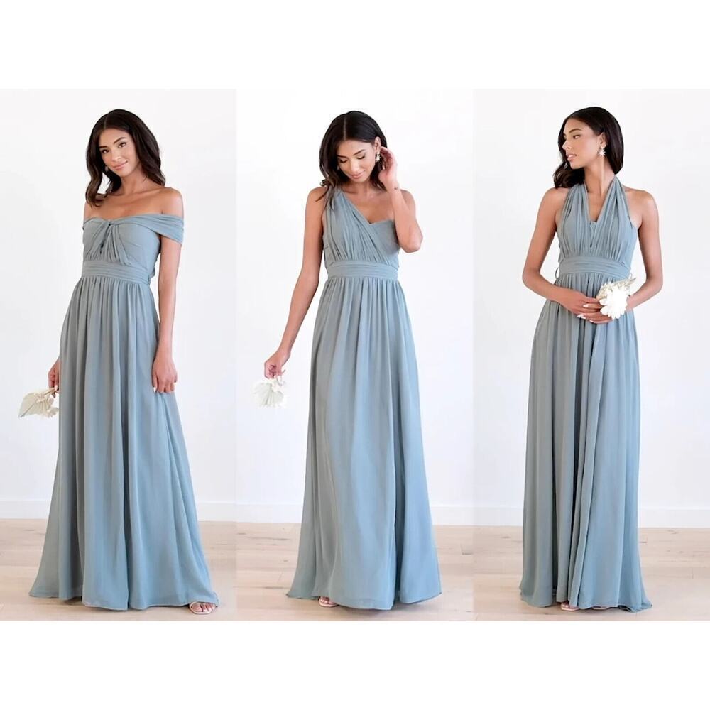 Birdy Grey Grace Taupe Chiffon Convertible Gown XS NWT - Picture 9 of 9